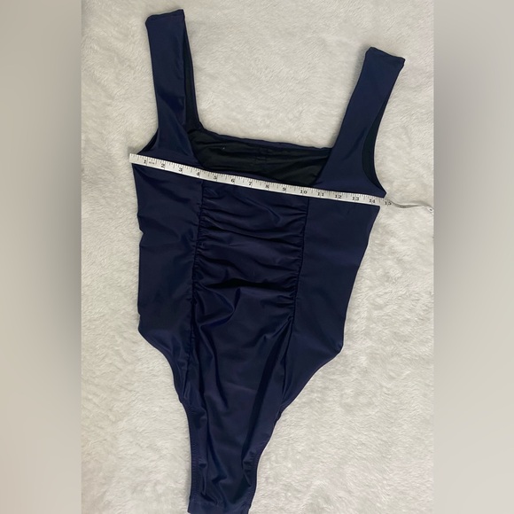 Reimagined by J Crew Size 10 Blue Ruched Built In Bra One Piece Swimsuit. NWOT - Picture 10 of 11